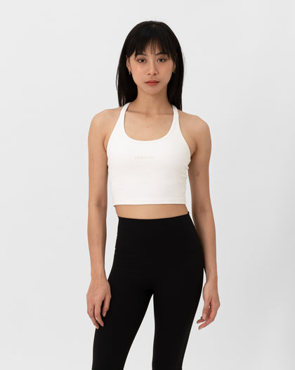 Off Duty Racer Bra Tank - White