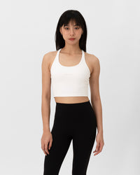 Off Duty Racer Bra Tank - White