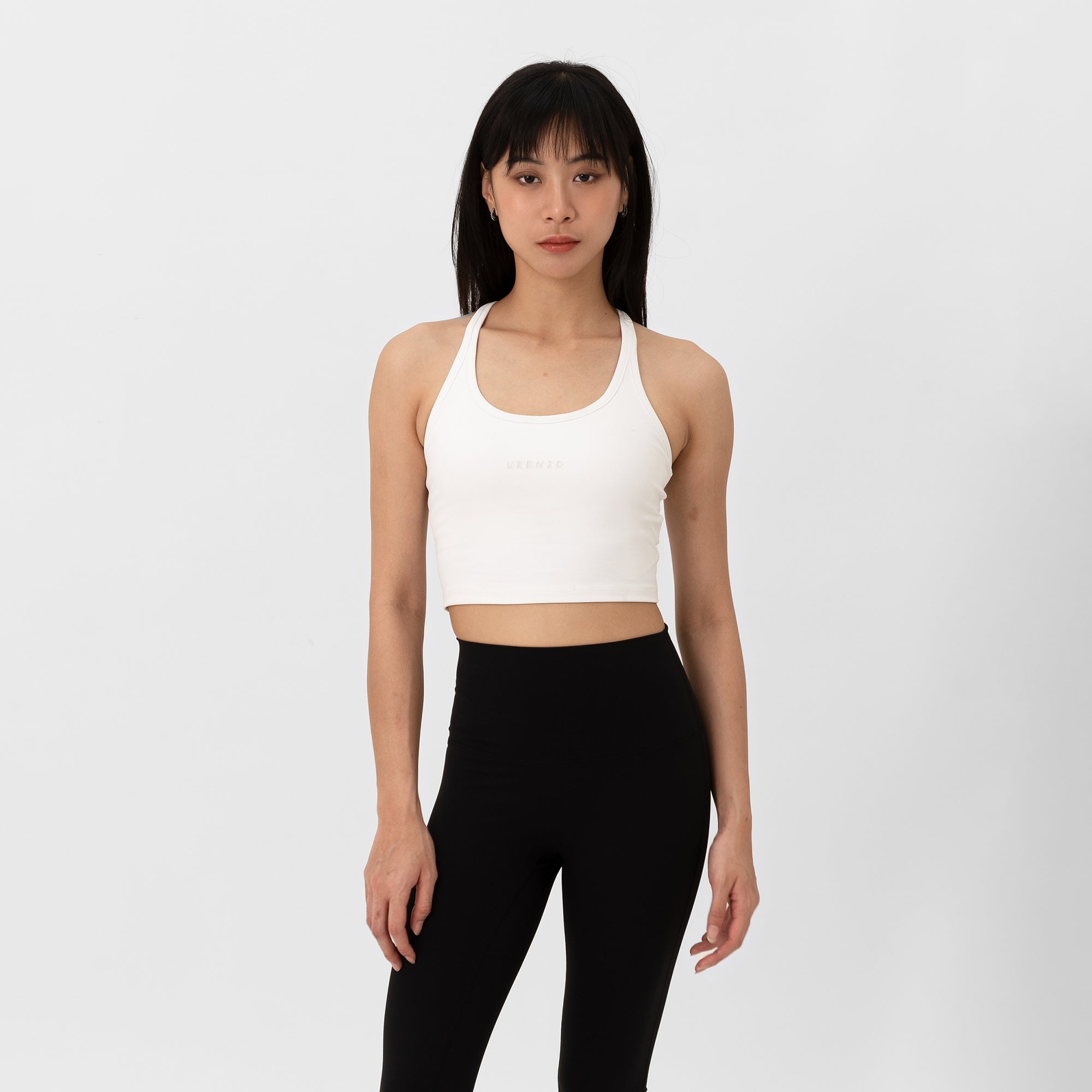 Off Duty Racer Bra Tank - White