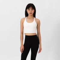 Off Duty Racer Bra Tank - White