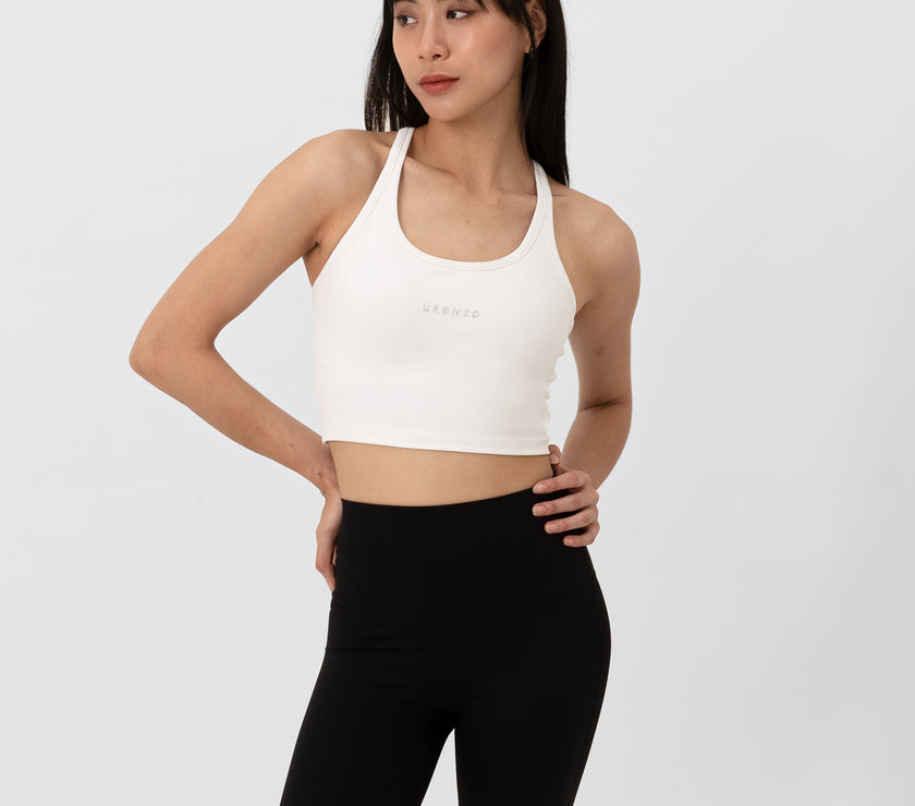 Off Duty Racer Bra Tank - White