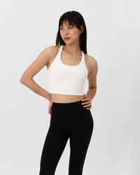 Off Duty Racer Bra Tank - White