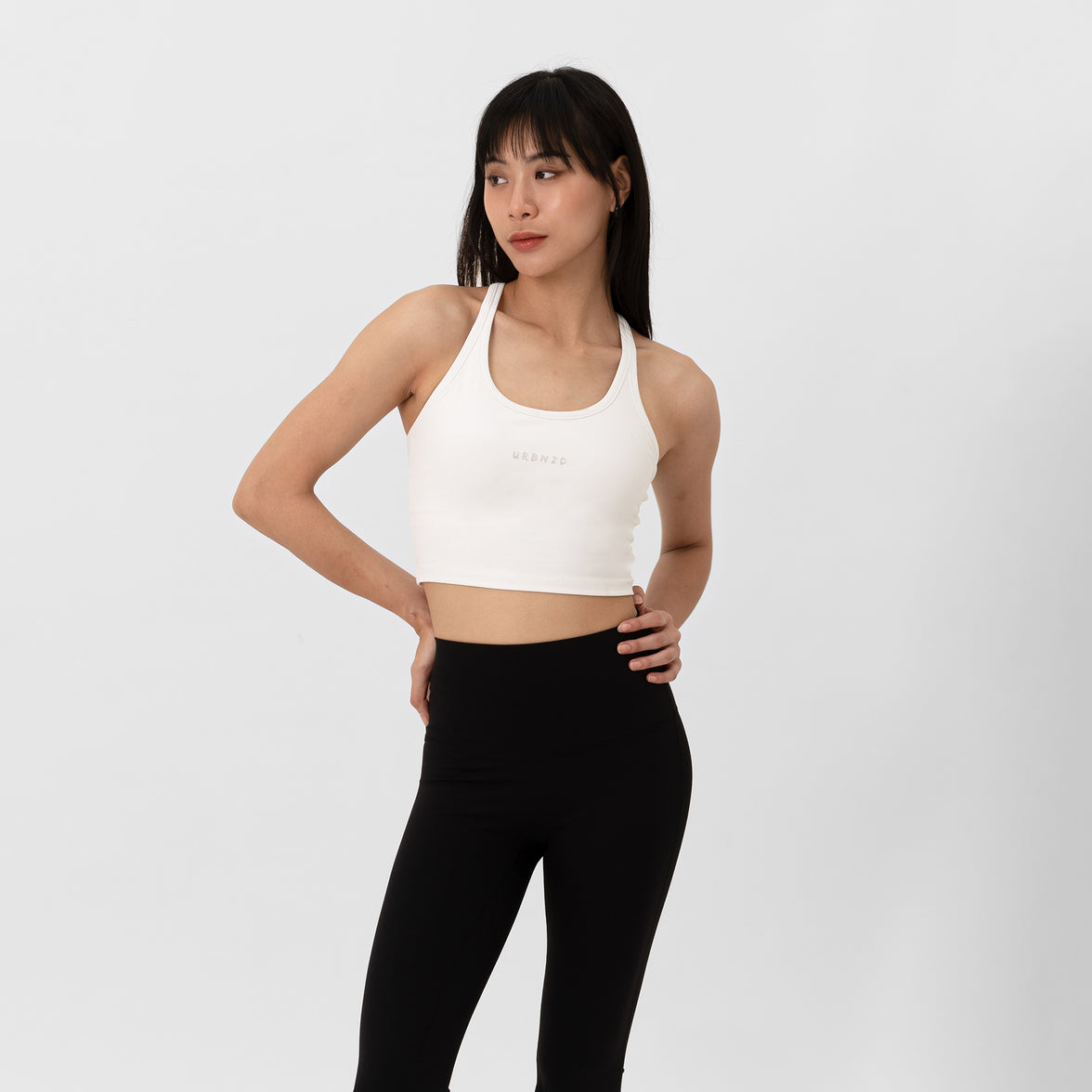 Off Duty Racer Bra Tank - White