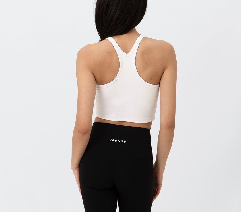 Off Duty Racer Bra Tank - White