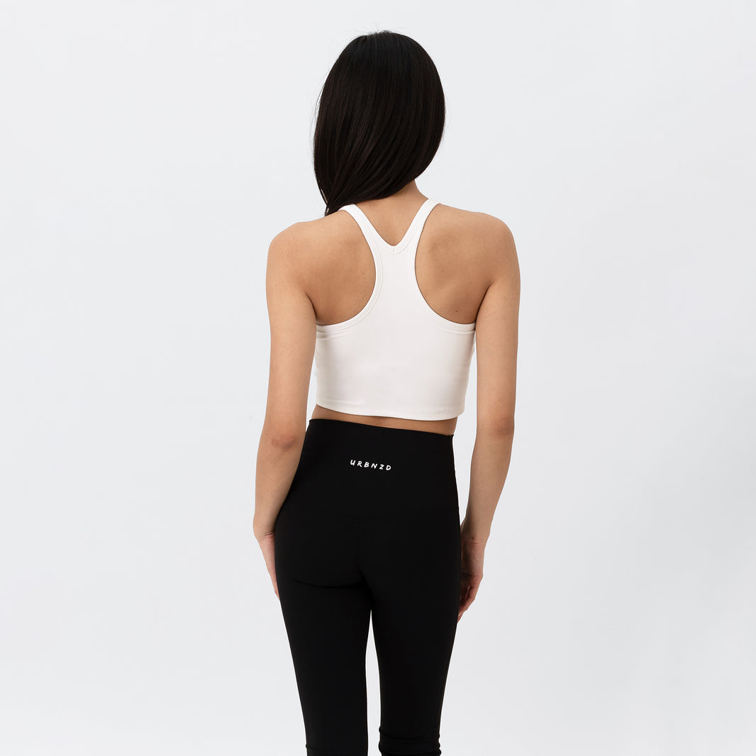 Off Duty Racer Bra Tank - White