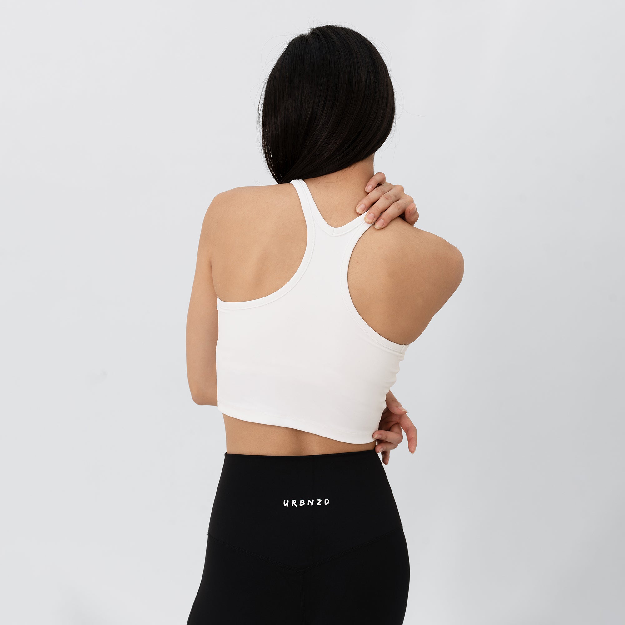 Off Duty Racer Bra Tank - White