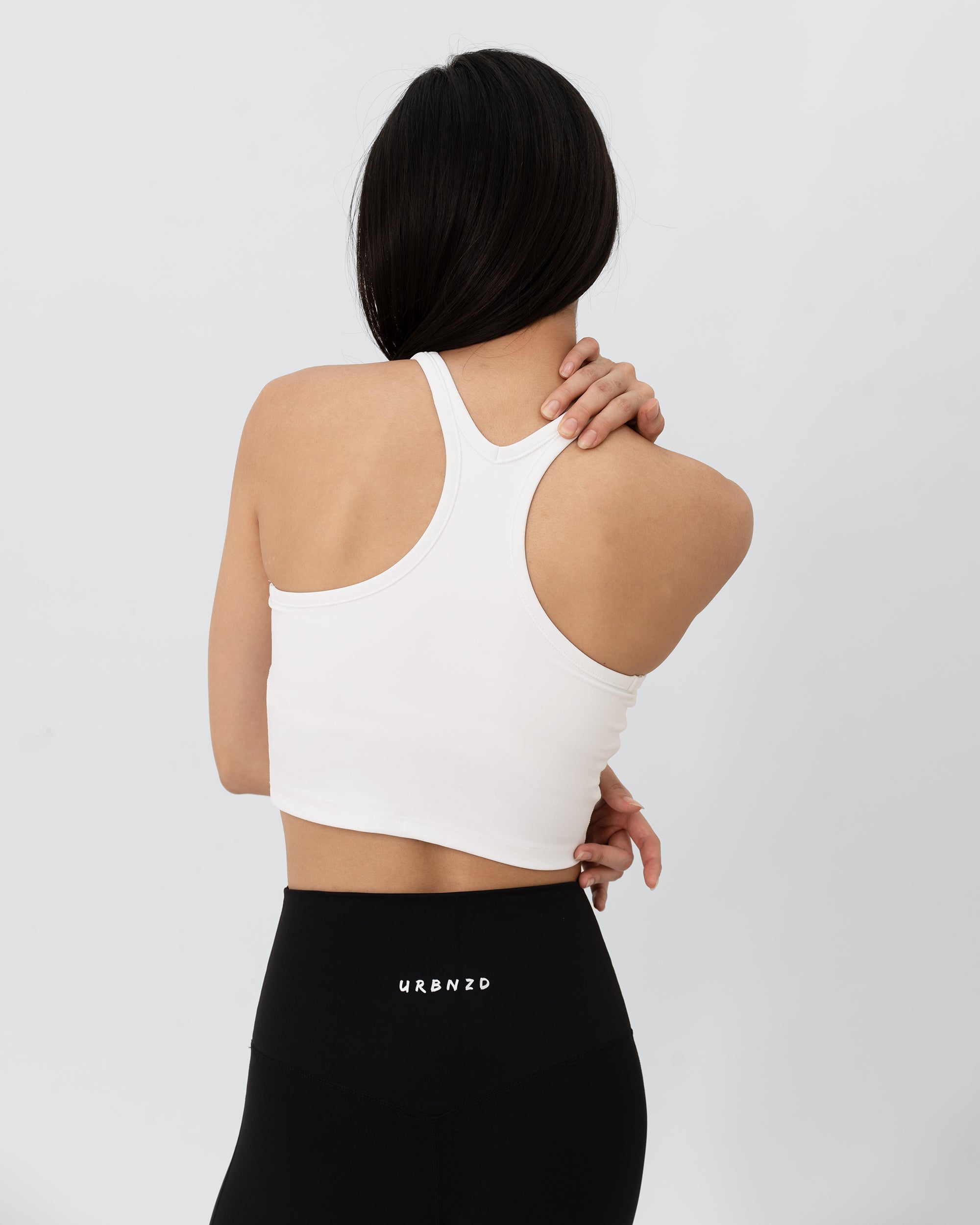 Off Duty Racer Bra Tank - White