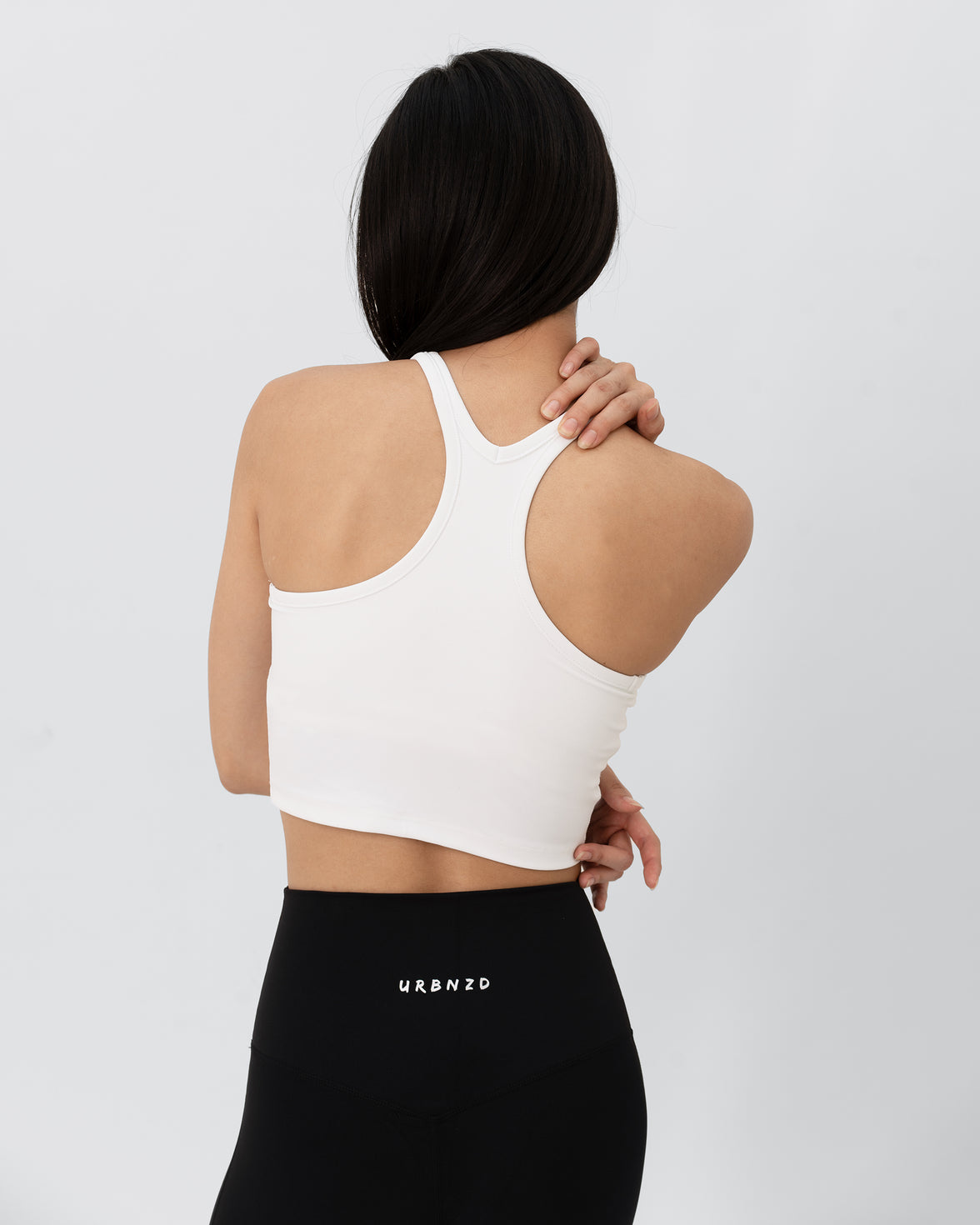 Off Duty Racer Bra Tank - White
