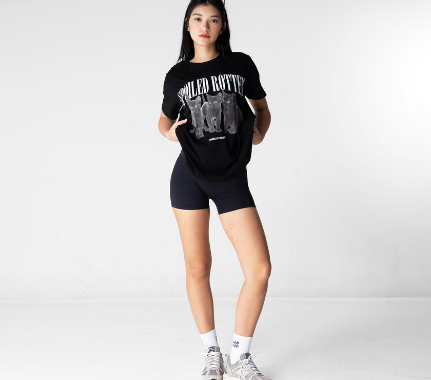Spoiled Rotten Cat Oversized Tee - Black - Urbanized Co. S
